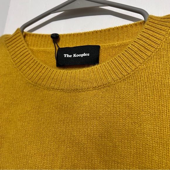 The Kooples yellow mustard cashmere cardigan oversized crop length sweater sz 2 - Picture 2 of 11